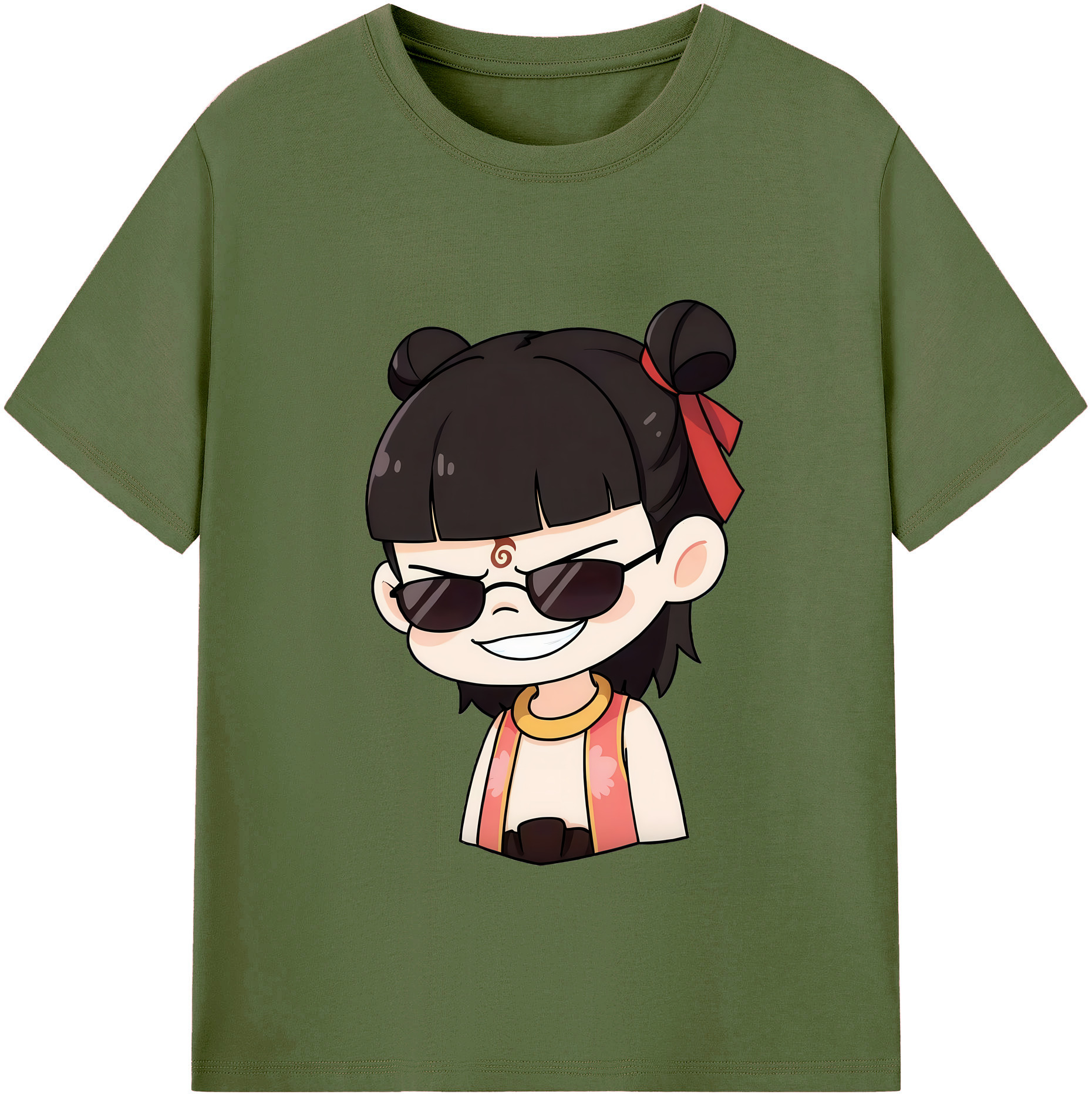 （画像用） Ne Zha 2 ナタ 魔童の大暴れ 綿100％半袖Tシャツ（フロントプリント）